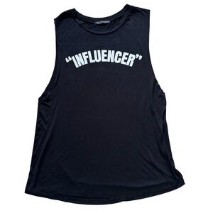 Black Sleeveless Muscle Tank Tee with "Influencer" Print